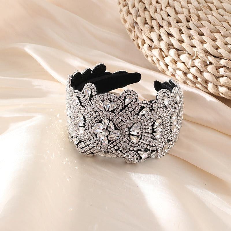 Full Sky Star Glass Diamond Wide Edge Vintage Hair Hoop