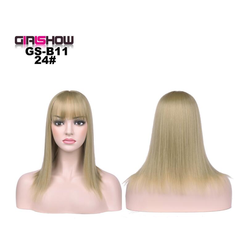 women Bob Wig With Bangs Short Straight Wigs party Synthetic Hair Heat Resistant Fiber fake hair Halloween Perucas