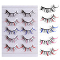 Color false eyelashes 5D multi-layer thick cross mink eyelashes 5 pairs of eyelashes