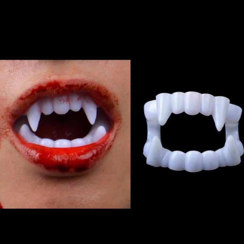 Halloween Vampire Dentures Adult Children Braces Zombie Tricky Fake Teeth Prop Nails Scary Retractable