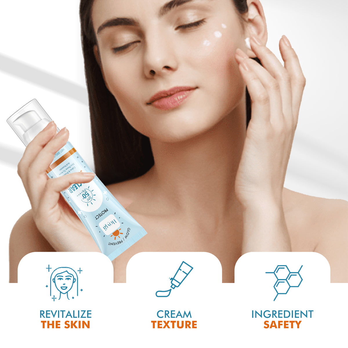 Hoygi UV Clear Sun Sunscreen, Summer Outdoor Anti-Exposure UV Moisturizes Skin Evenly Bright And Not Greasy