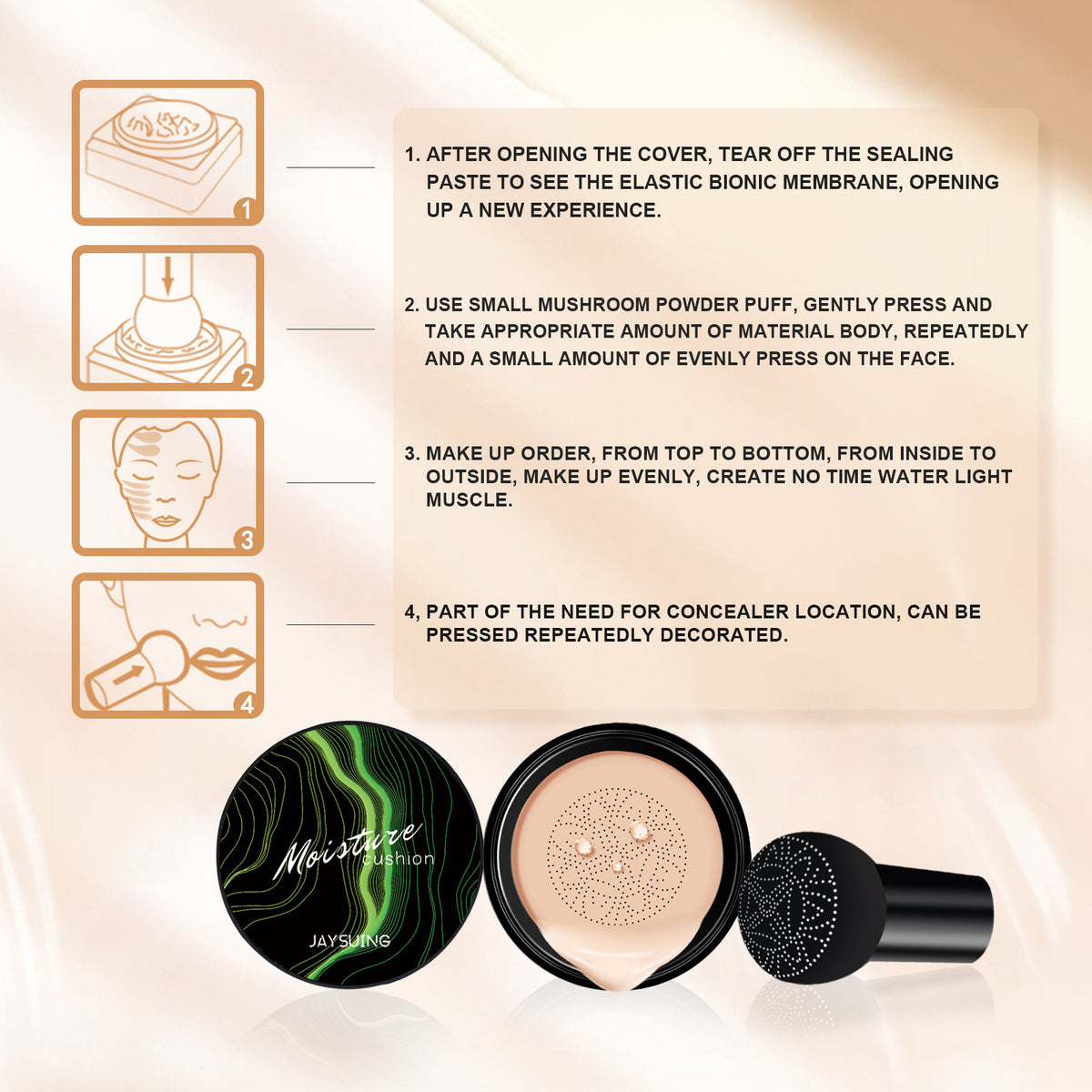 Mushroom Head Air Cushion, Concealer Natural Moisturizing, Brightening And Long-lasting Foundation