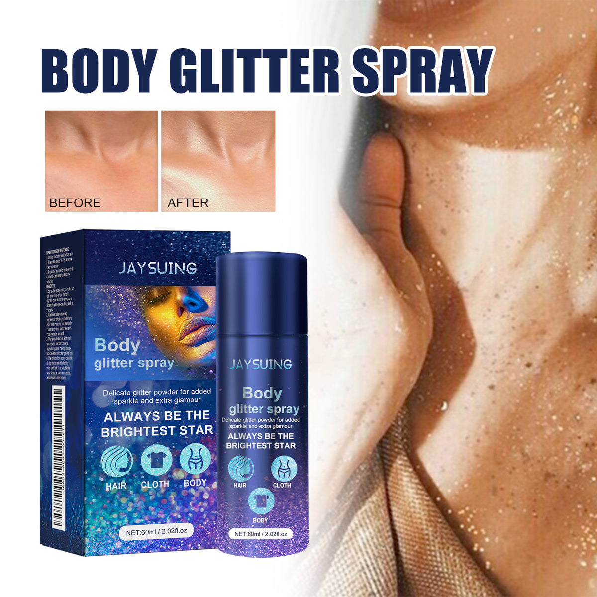 Flash Spray, Party Atmosphere Brightening Glitter Powder Highlighter Spray