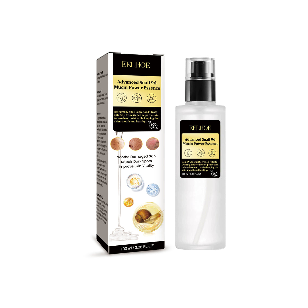 Snail 96 Collagen Essence Lighten Fine Lines, Tender Skin and Moisturize acne muscles