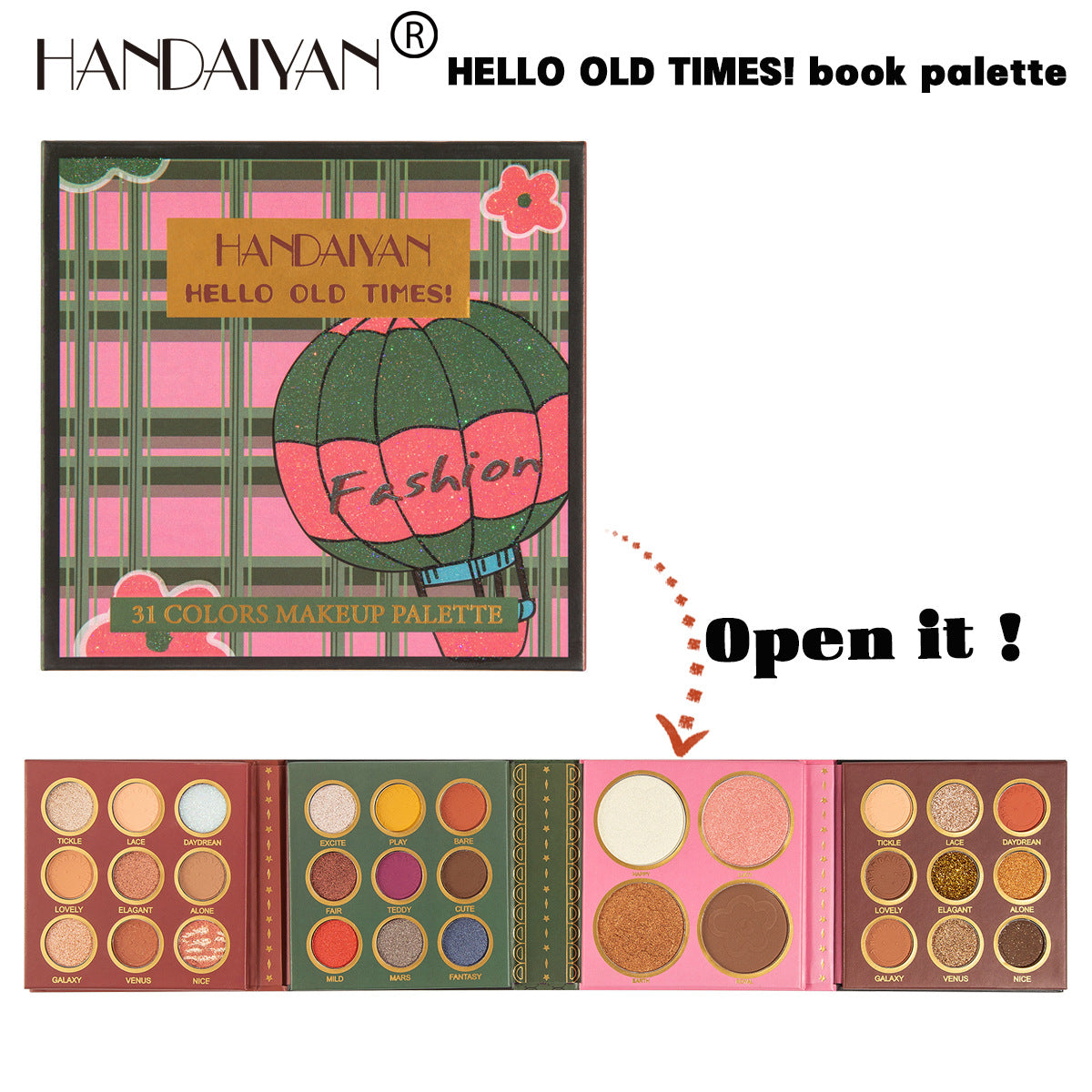 HANDAIYAN 31 Colors Eyeshadow Palette + Blush Highlighter Makeup Set Set Box Pearlescent Matte Eyeshadow