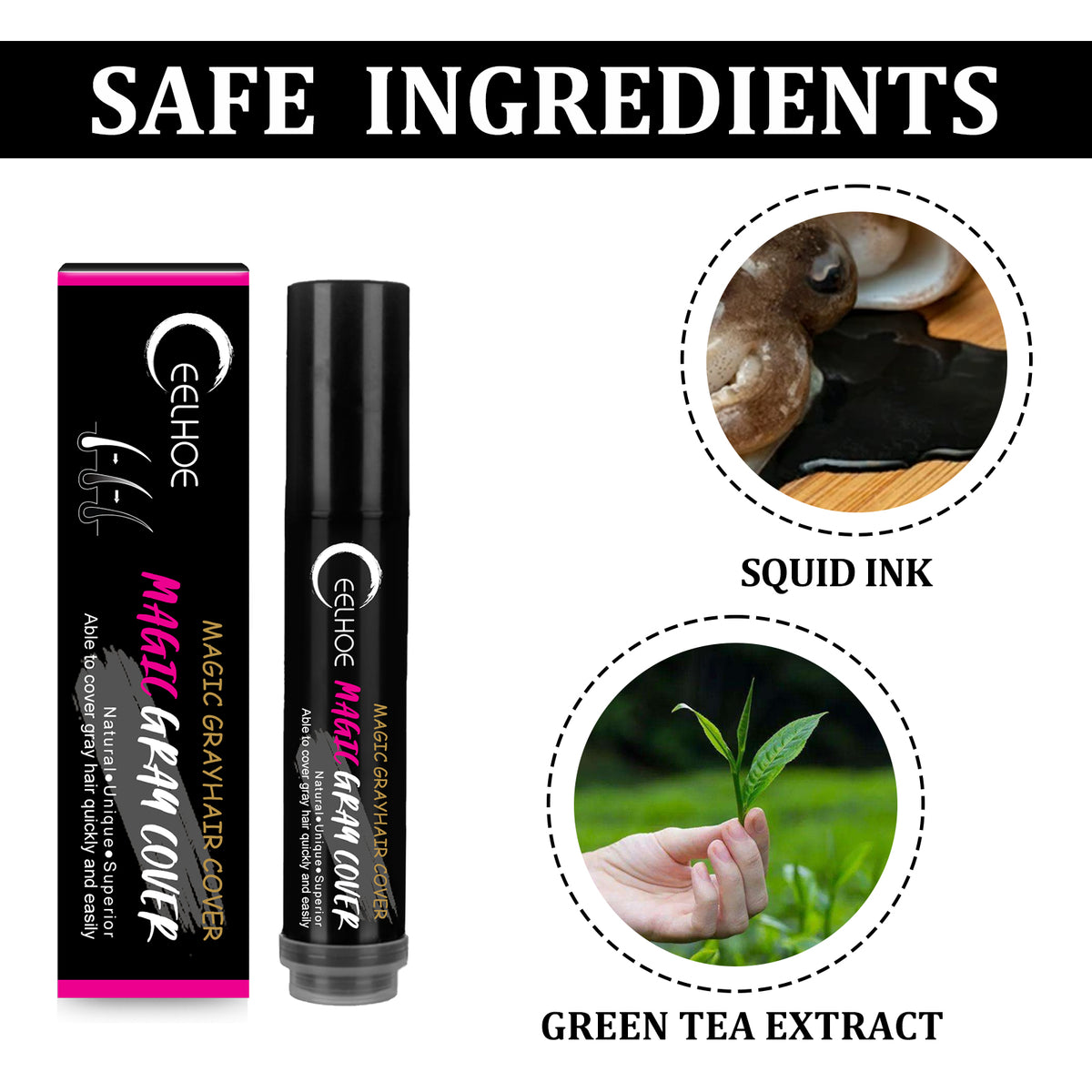 Disposable Plant Hair Stick, Hair Without Damage Repair Color Black Brown Quick White Hair Cover Stick