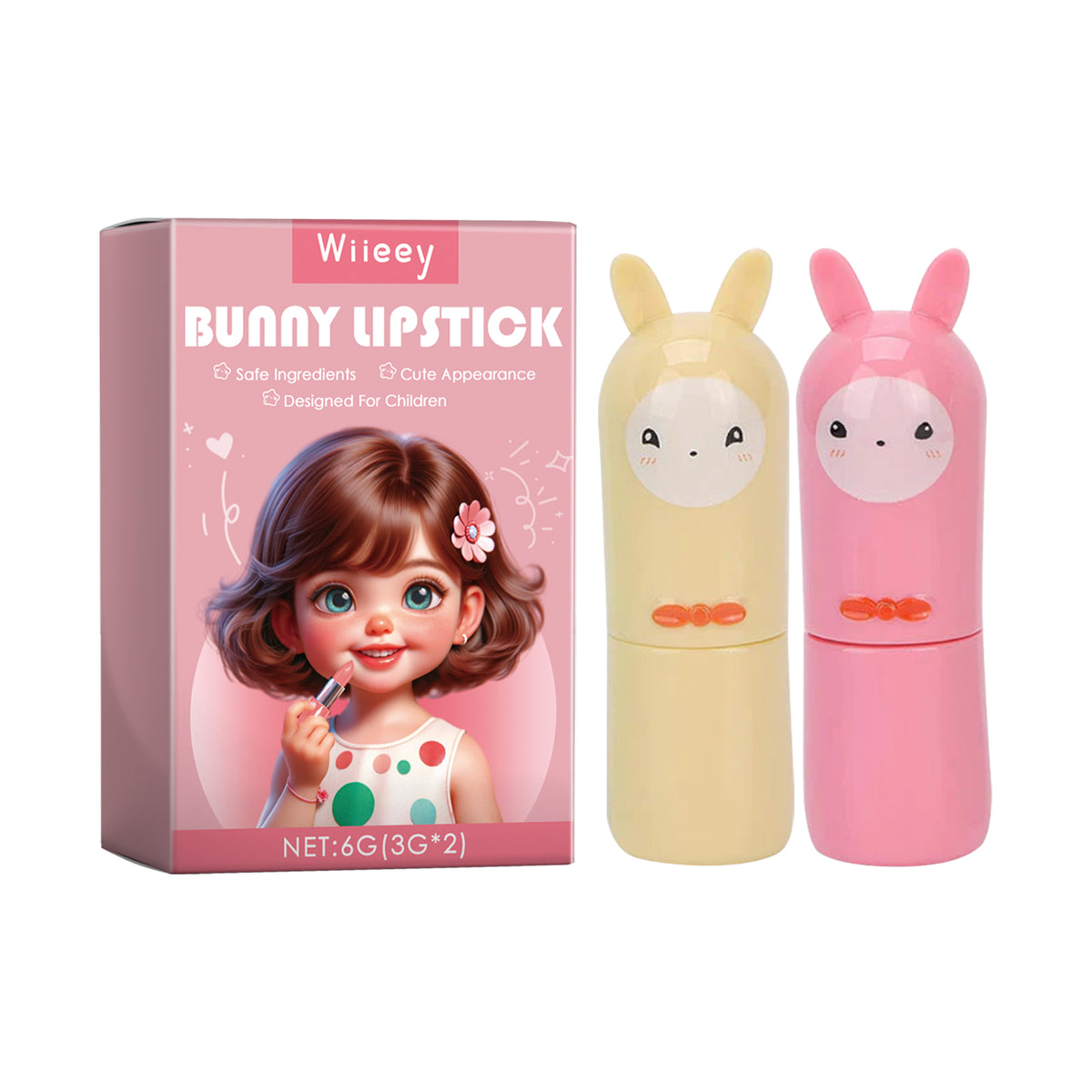 Bunny Lipstick, Easy Clean Lip Gloss Lip Oil Children's Play House Toy Lipstick