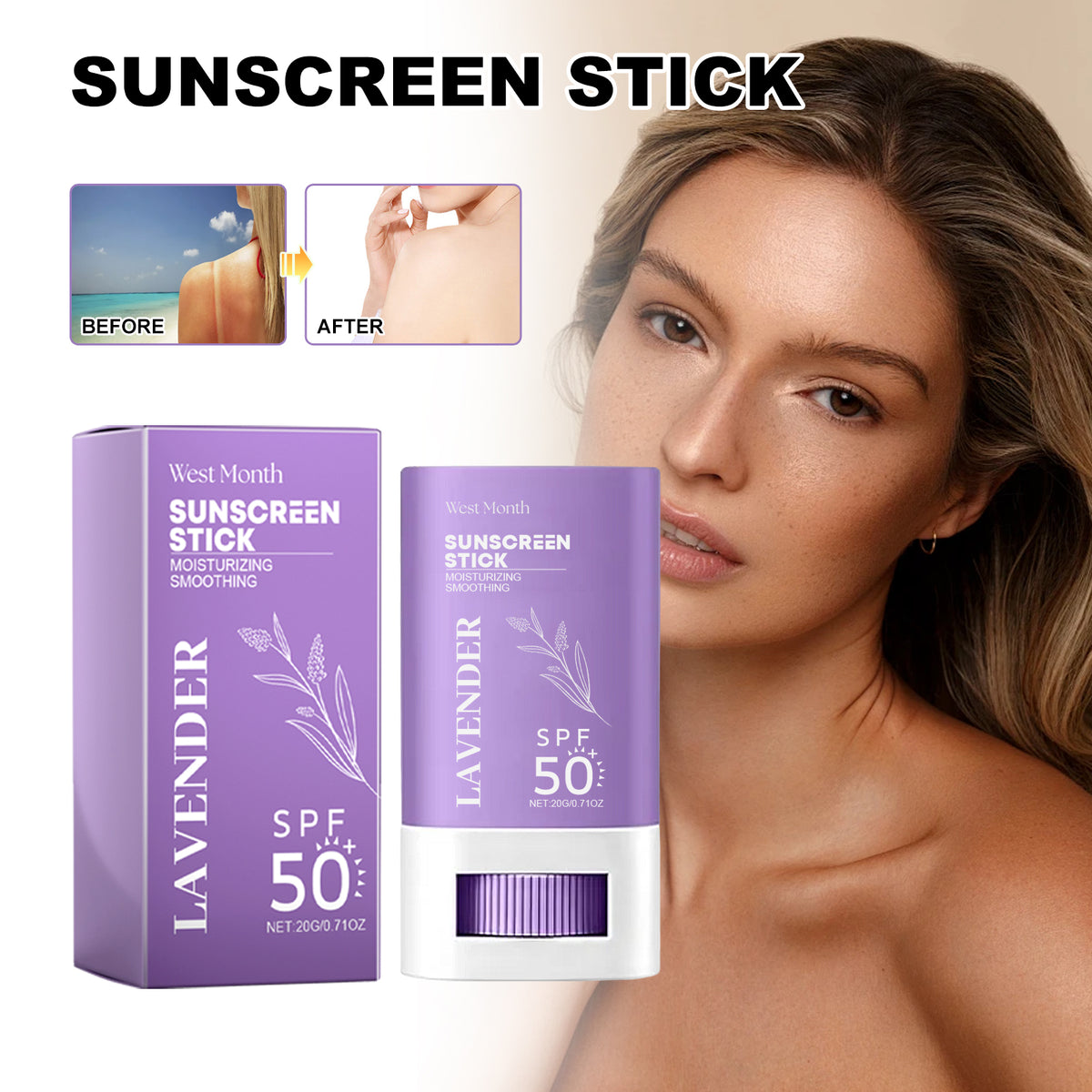 Sunscreen Stick, Refreshing Non-Sticky Skin Protection Cream For Outdoor Sun Isolation