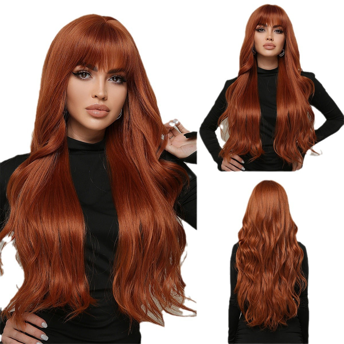 Women's long fluffy curly wig set