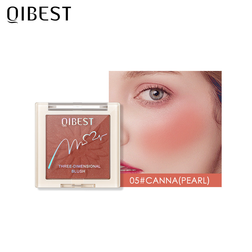QIBEST Blush Powder Natural Repairing One Rouge Powder Is Not Easy To Take Off Makeup Matte Pearlescent Blush Powder
