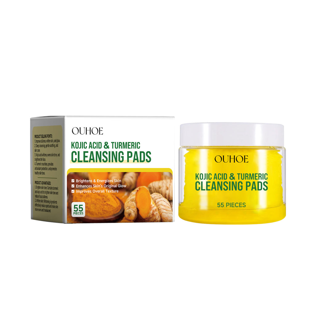 OUHOE  Turmeric Cleansing Pad Gently Cleanses Facial Skin, Brightening And Moisturizing Refreshing Skin Care Cleansing Pad