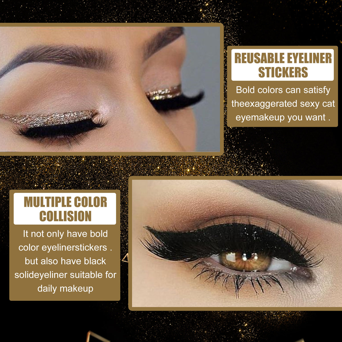 New Glitter Self-Adhesive Eyeliner Eyeshadow Sticker Double Eyelid False Eyelashes Waterproof Party Eye Makeup Sticker