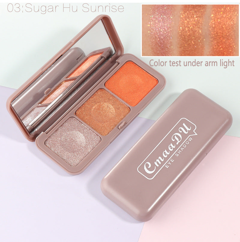 CmaaDu Three Color Mashed Potato Eye Shadow Fairy Plate Earth Color Moonlight Eye Shadow Color