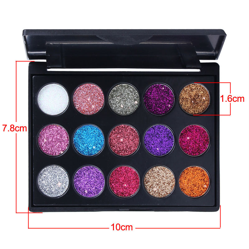 15 Colors Diamond Sequin Eyeshadow Palette Shiny Glitter Powder Highlighter Eyeshadow