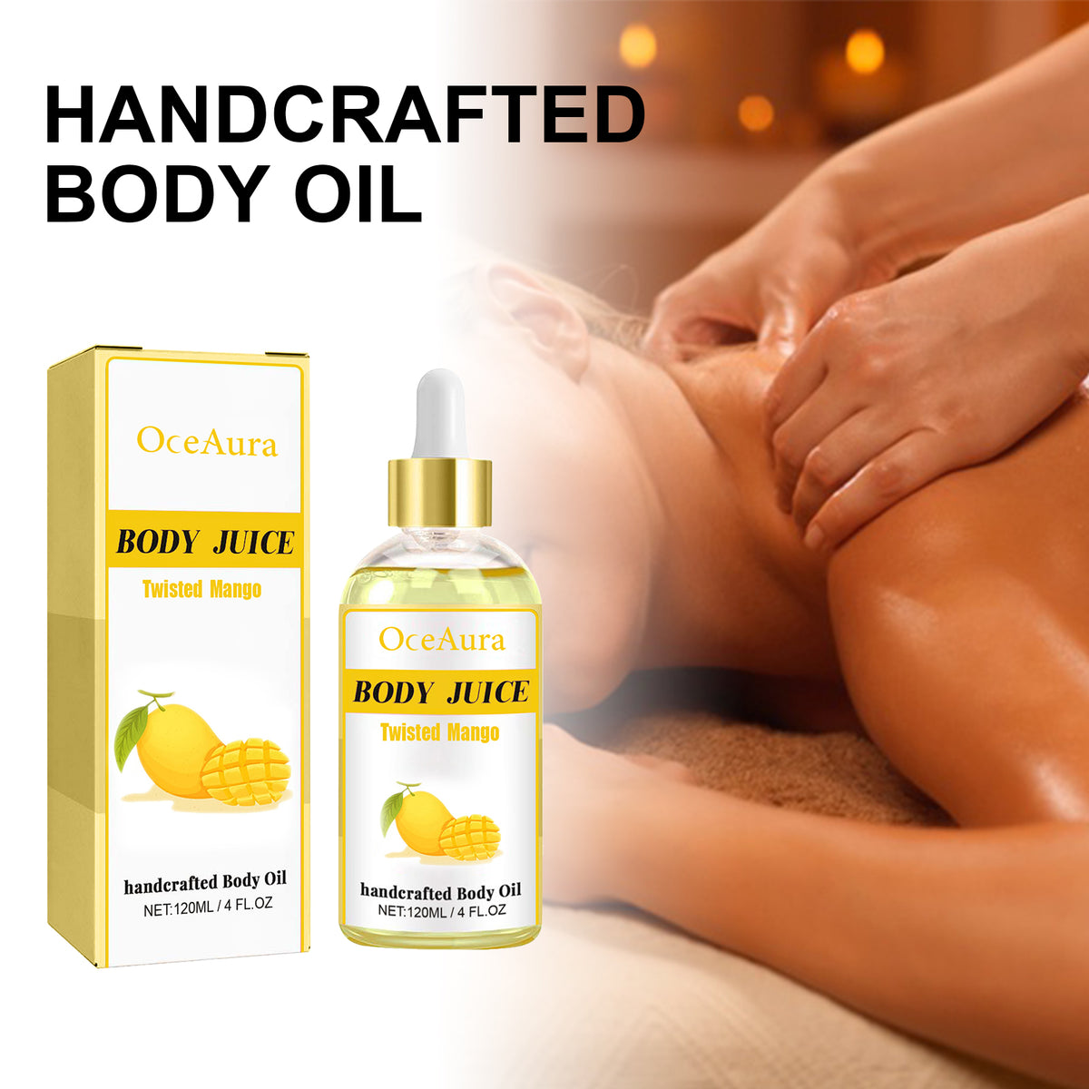 Handcrafted Body Oil, Moisturizing And Hydrating Massage Essential Oil For Soothing Tired Skin