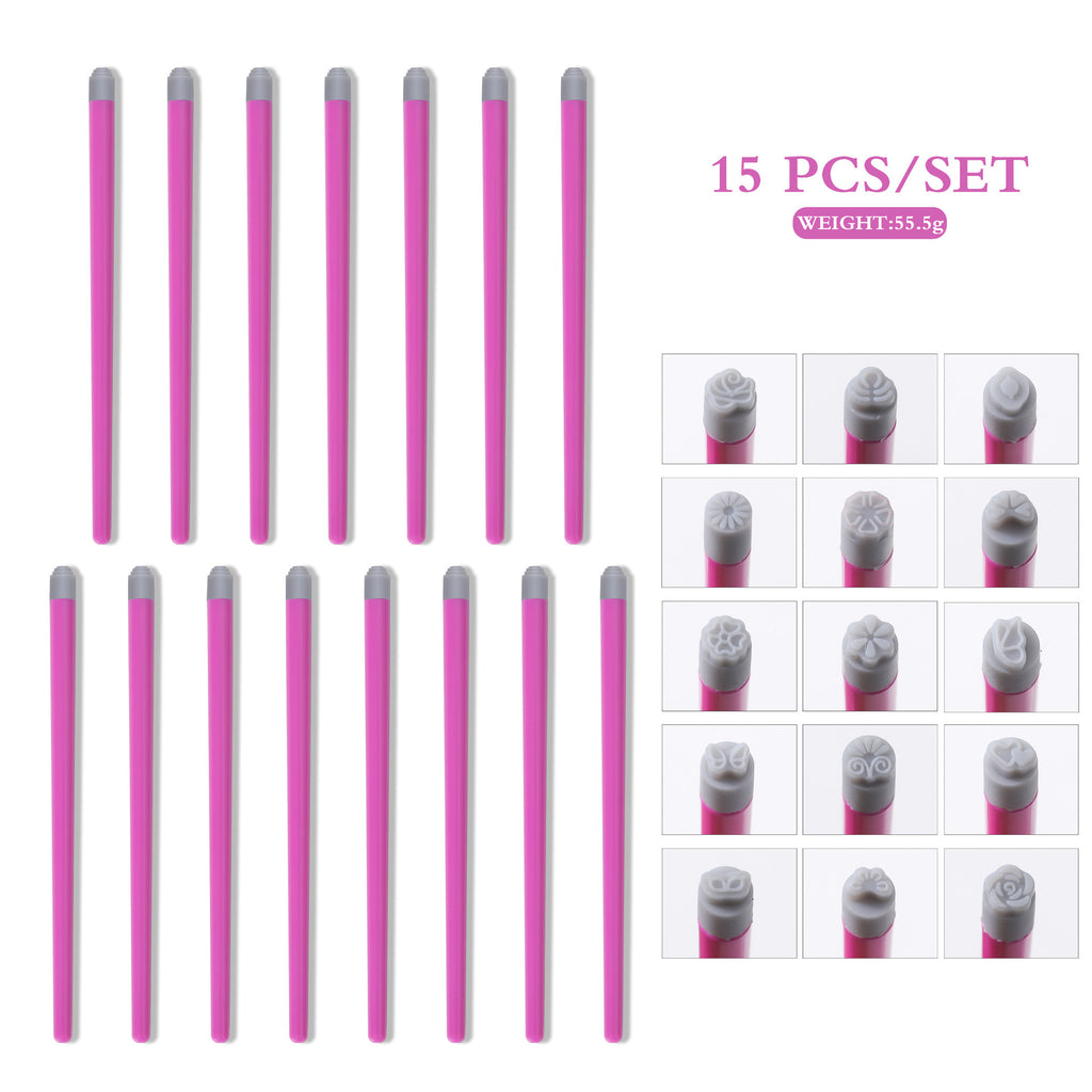 Silicone Head Nail Art Stamping Pen Butterfly Floral DIY Nail Stamp Transfer Tool