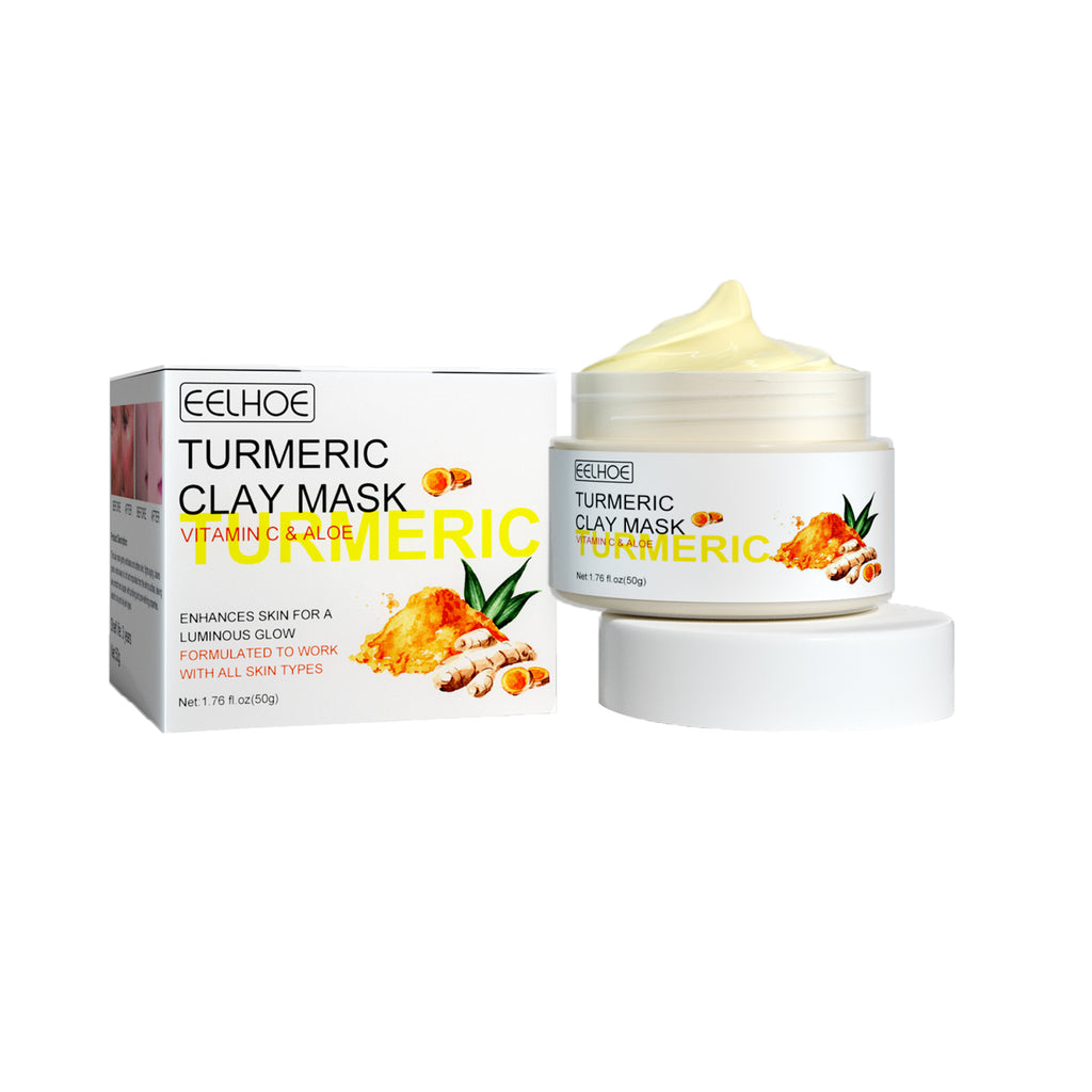 EELHOE Turmeric Clay Mask, Facial Acne-Clearing Q10 Deeply Cleanses, Hydrates, Brightens And Shrinks Pores
