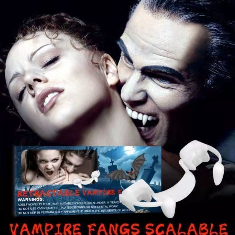 Halloween Vampire Dentures Adult Children Braces Zombie Tricky Fake Teeth Prop Nails Scary Retractable