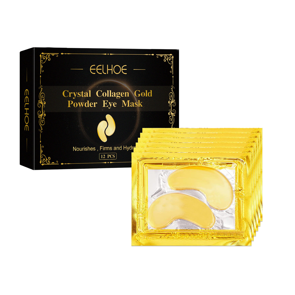 EELHOE Collagen Gold Eye Mask Firming Eye Pattern Patch Overnight Dark Circles Under Eye Elastic Repair