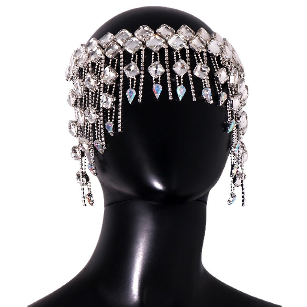 Trendy exaggeration hair chain, European and American fashion, water droplets full of diamonds hair accessories, headwear accessories, hair chain