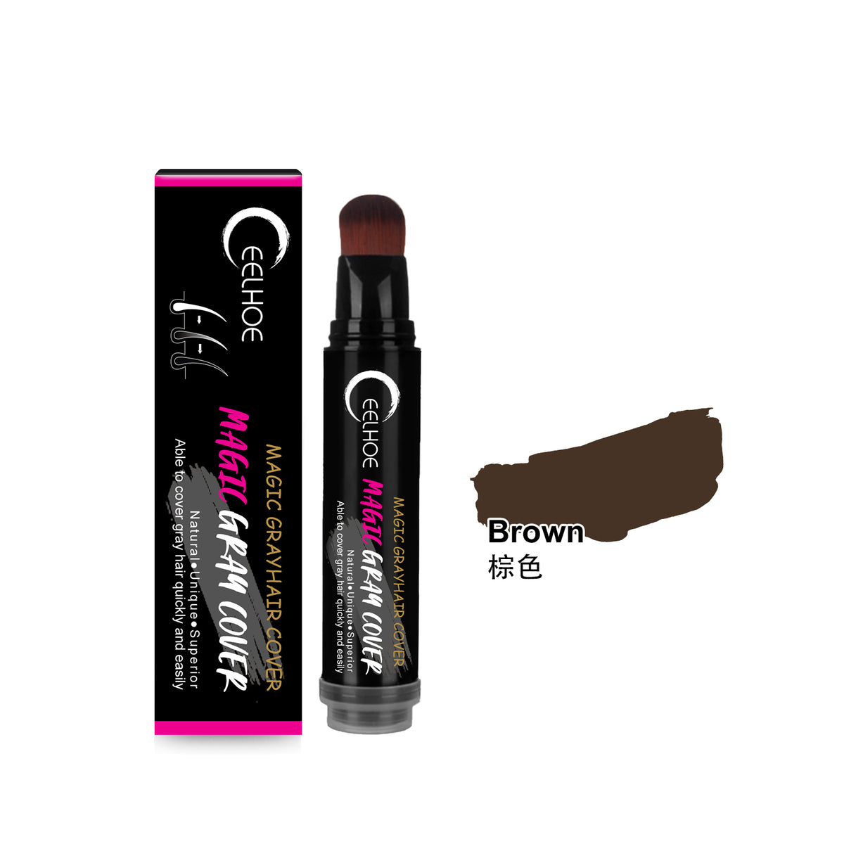 Disposable Plant Hair Stick, Hair Without Damage Repair Color Black Brown Quick White Hair Cover Stick