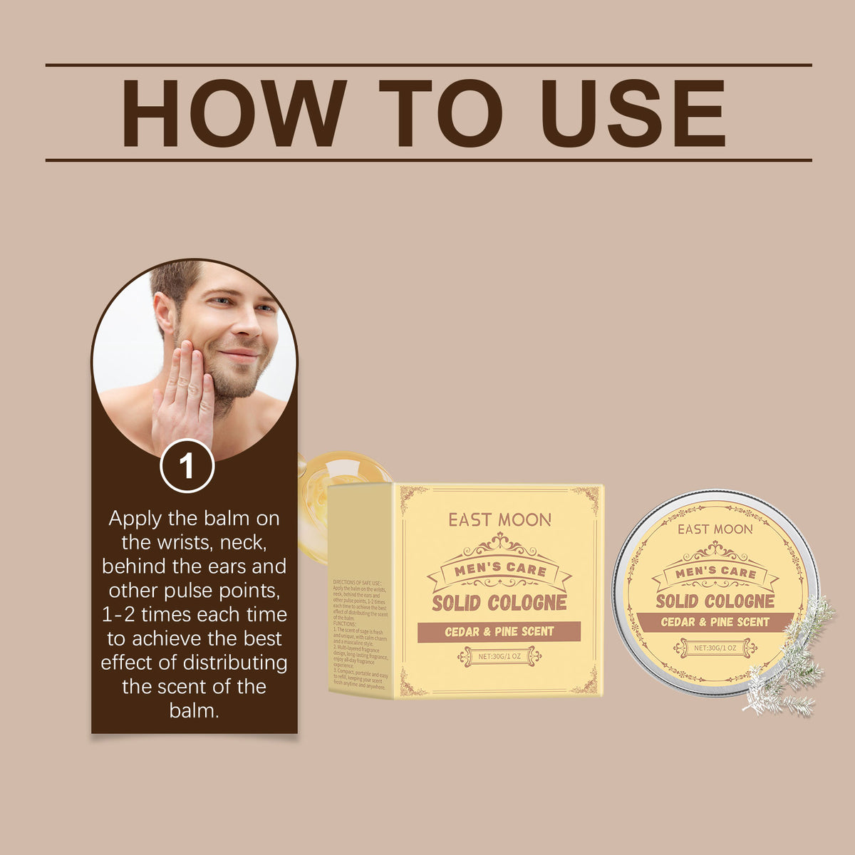 Cedar Wood Men's Solid Balm Portable Perfume Lasting Charming Charm Men's Balm