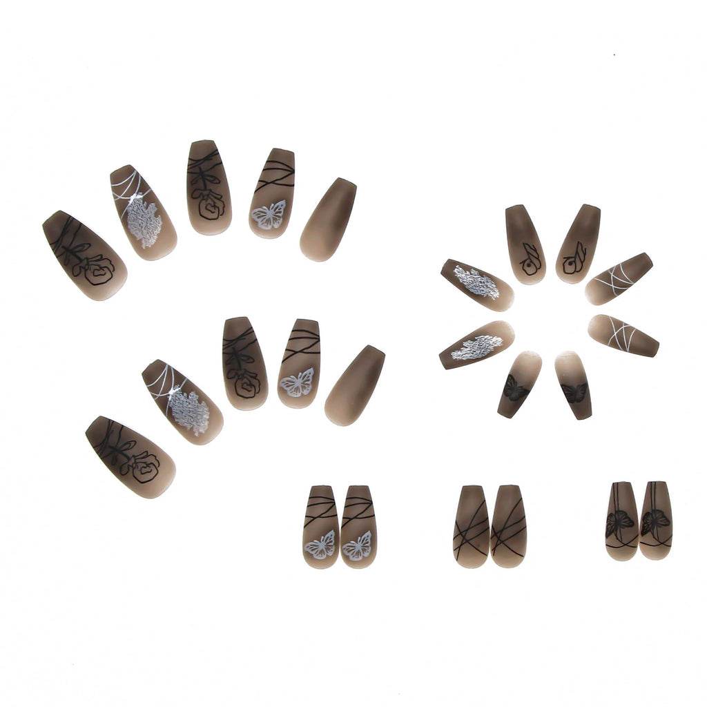 Dark Butterfly Long Ballet Nail Manicure Nail Pieces Personalized Wearing A Removable Nail