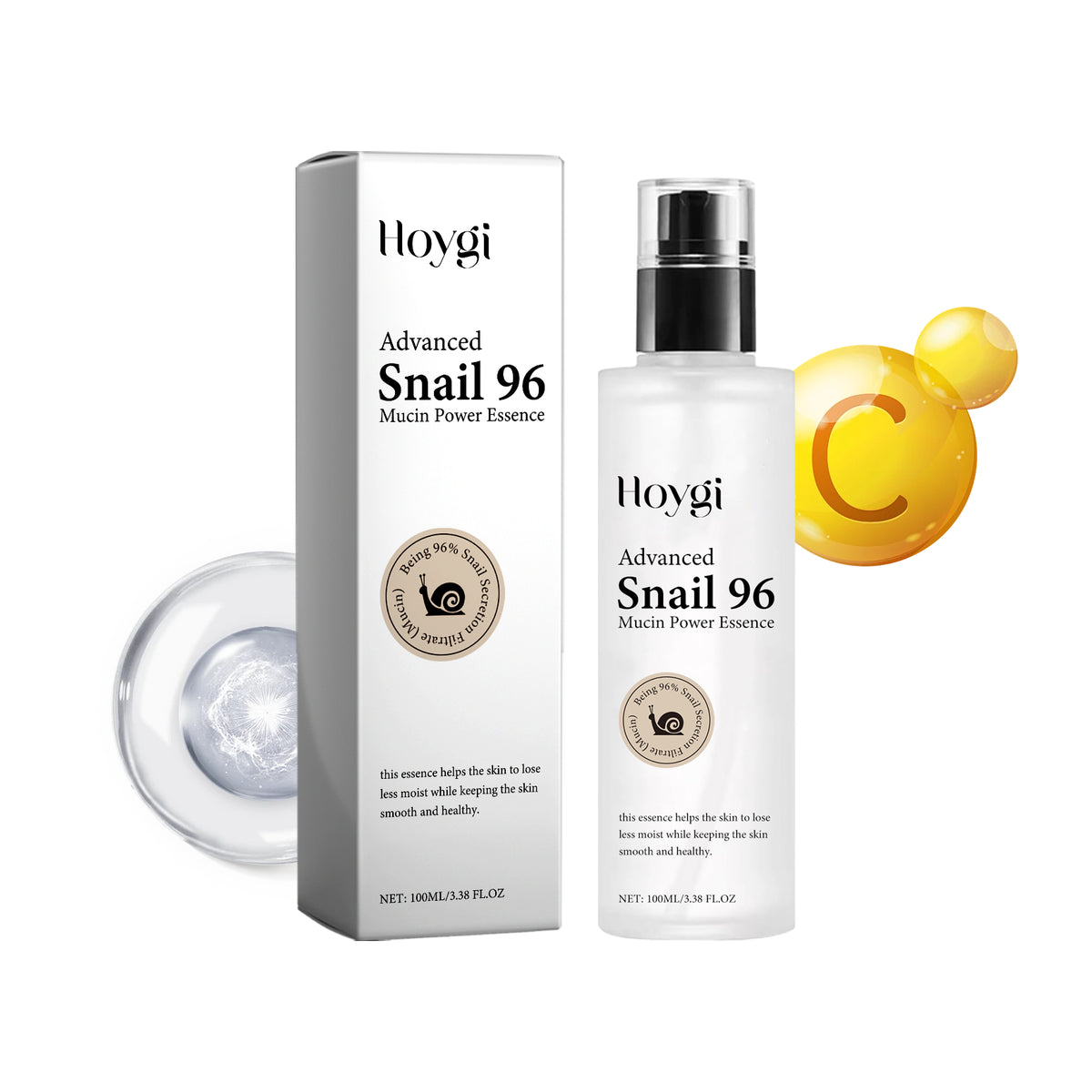 Hoygi Snail Mucin Serum Hydrating, Moisturizing, Clear, Radiant, Radiant And Rough Essence