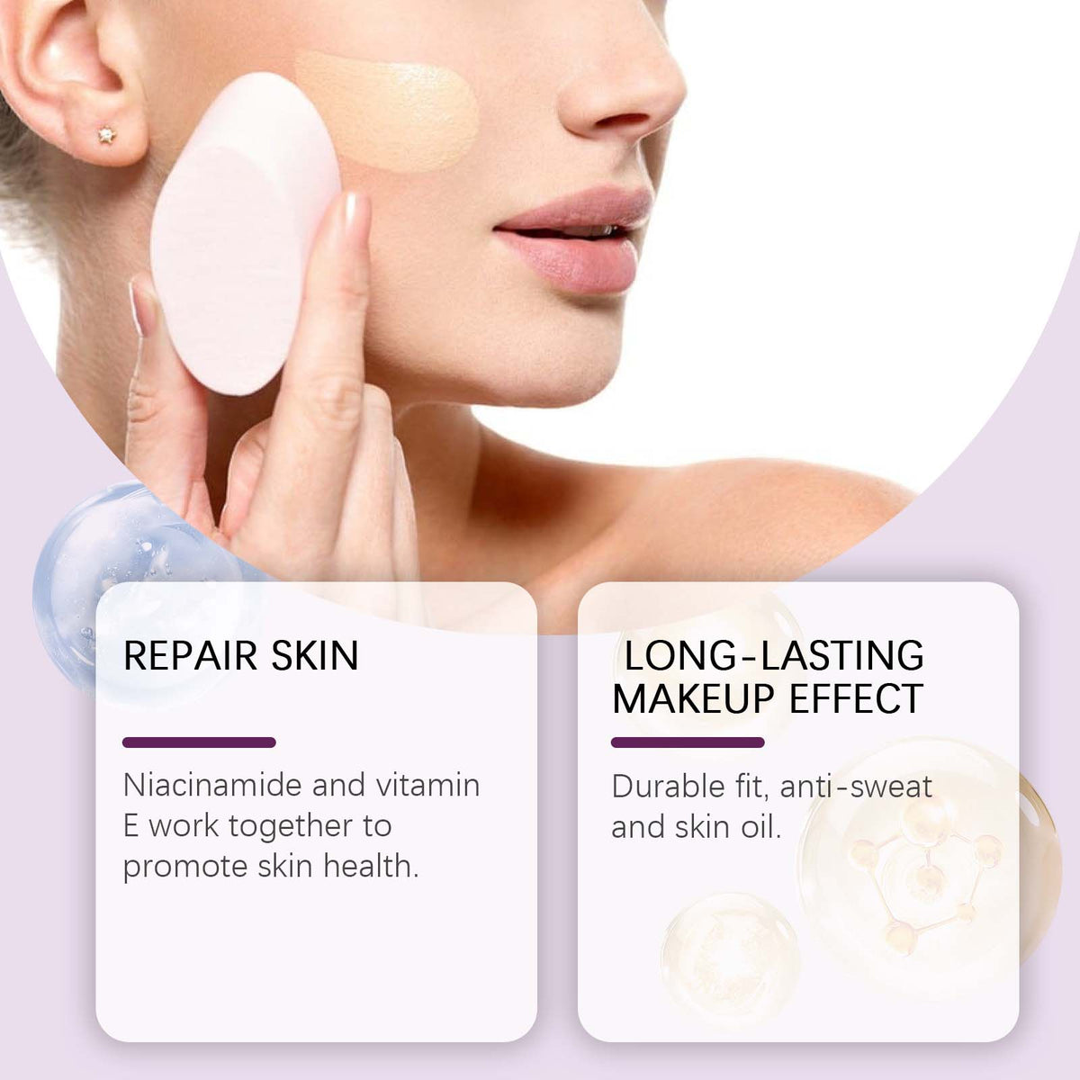 Concealer Liquid Foundation, Brightening Non-Stick Powder Refreshing Moisturizing Lightweight Moisturizing Liquid Foundation