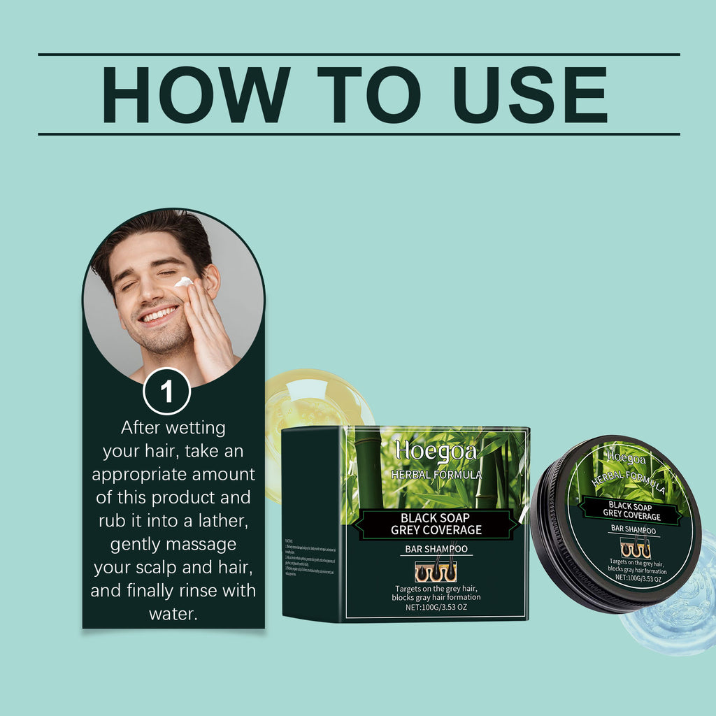 Hoegoa Bamboo Charcoal Shampoo Soap Improves Hair Quality, Nourishes Hair, Hydrates Hair, Is Soft And Gentle