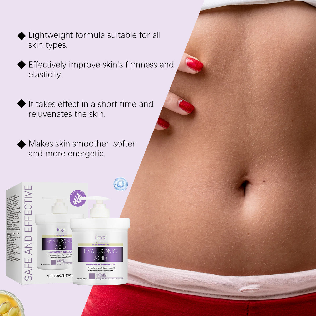 Hoygi Hyaluronic Acid Body Care Cream Nourishes Skin, Enhances Skin Elasticity And Moisturizes Skin