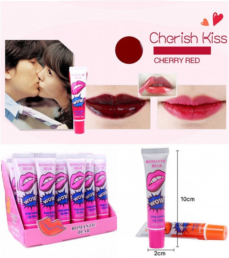 Romantic bear pomade Peel-off Waterproof long lasting Lip Gloss tint baton eosed balm lipsticks Long Lasting Makeup wow lips x1