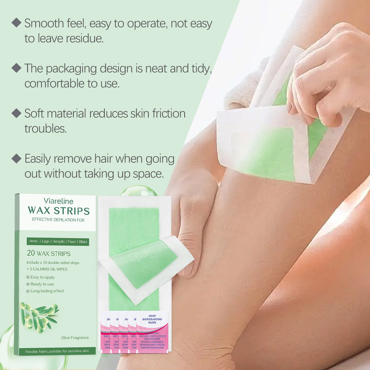 Viareline Facial And Body Hair Removal Wax Strips Are Gentle And Can Remove Fine Hairs By Uprooting The Body