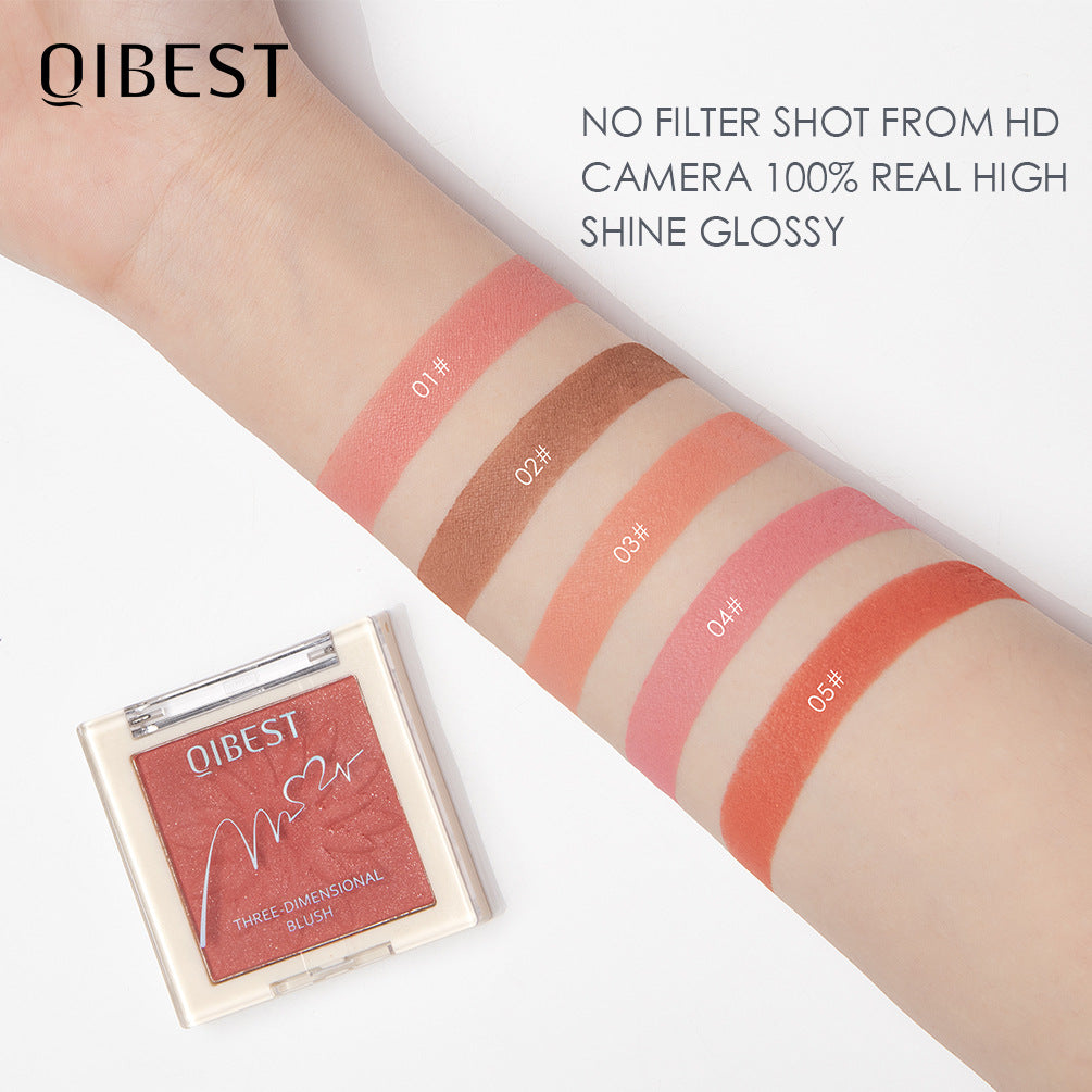 QIBEST Blush Powder Natural Repairing One Rouge Powder Is Not Easy To Take Off Makeup Matte Pearlescent Blush Powder