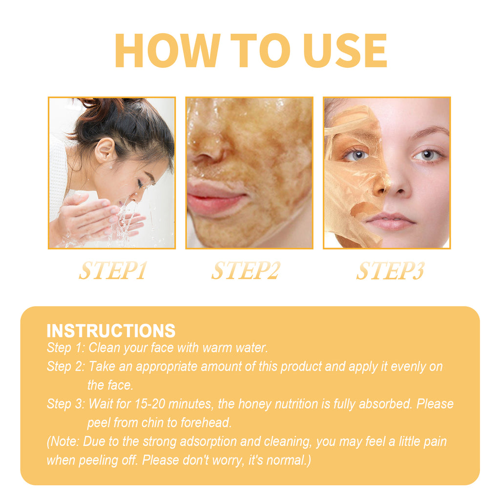 EELHOE Honey Peel Mask, Tightens Pores Brightens Darkens Skin And Gently Removes Blackheads Apply Facial Mask