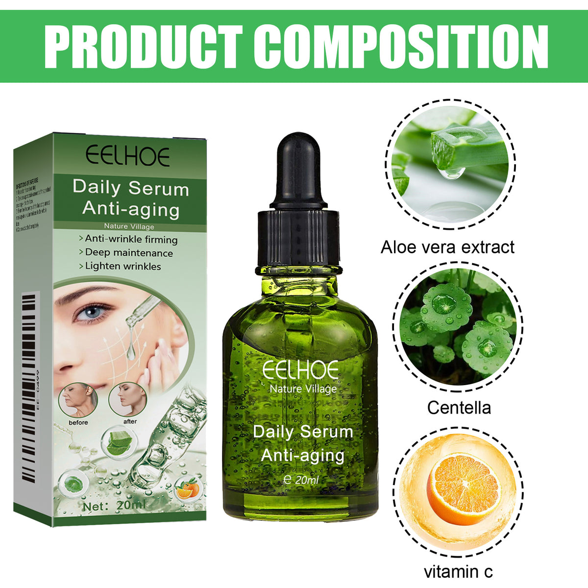 Deep Anti-Wrinkle Serum, Facial Firming Reduces Fine Lines And Wrinkles, Shrinks Pores And Improves Skin
