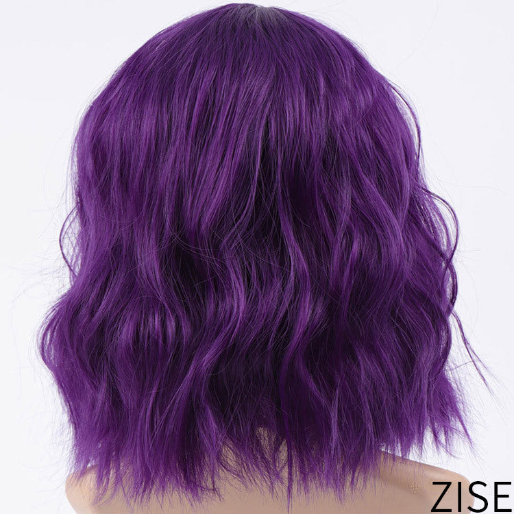 Fashion chemical fiber wig pink short curly corn perm bob hair set European and American short hair wig ladies headgear