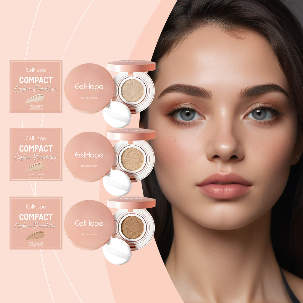 Eelhope Compact Air Cushion Foundation (Natural Color) Natural Lightweight Concealer Durable And Easy To Remove Makeup No Fake White Moisture Cushion