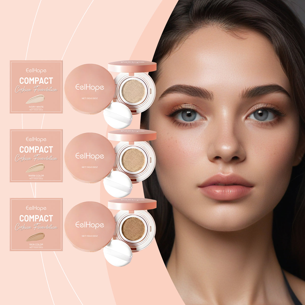 Eelhope Compact Air Cushion Foundation (Natural Color) Natural Lightweight Concealer Durable And Easy To Remove Makeup No Fake White Moisture Cushion