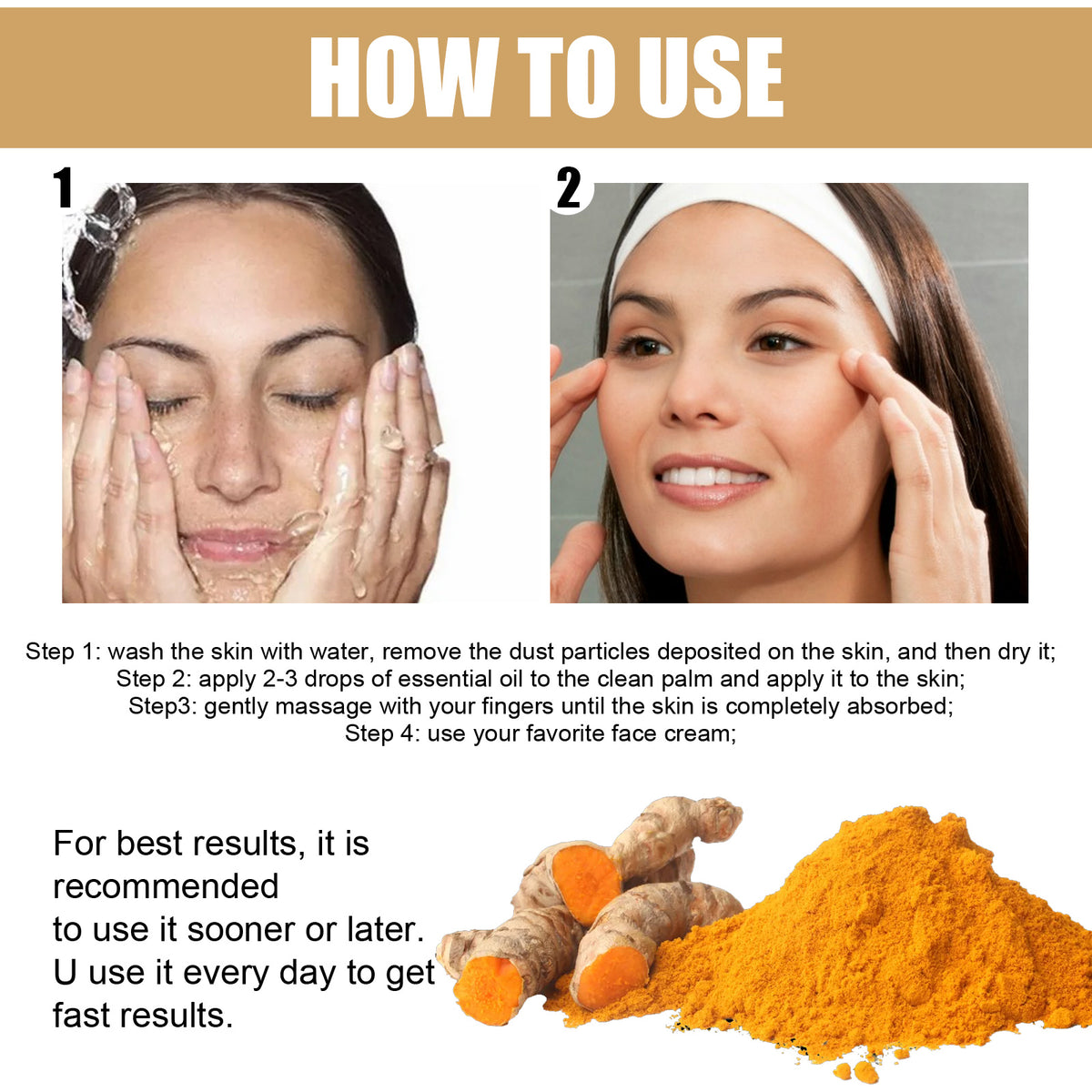 Turmeric Correction Essence Facial Care Hydrating Moisturizing Gentle Moisturizing Skin Care Essence