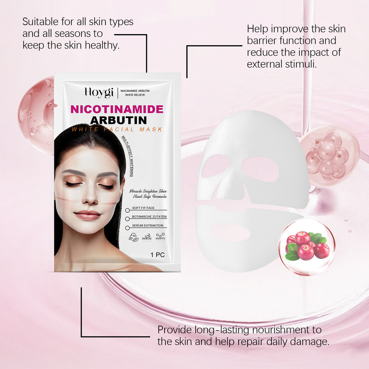 Hoygi Nicotinamide Arbutin Moisturizing Mask (Bag) Facial Skin Hydrating, Moisturizing, Firming And Nourishing Essence Mask
