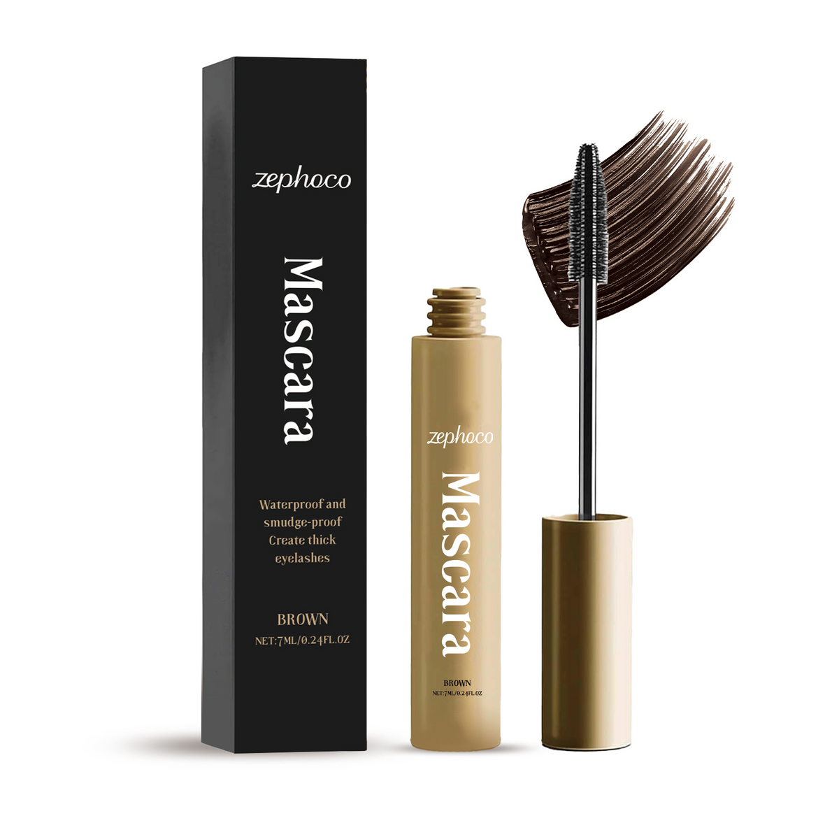 zephoco Brown Mascara Thin Long Curling Natural Lasting Makeup, Waterproof, Perspirant And Not Easy To Smudge