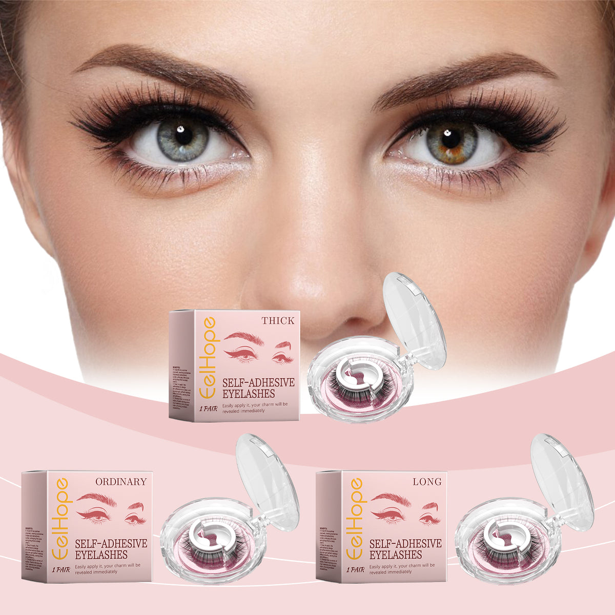 Self-Adhesive Eyelashes, Lazy People Glue-Free Free Unloading Self-Adhesive Thick Thin Long Natural Eyelashes