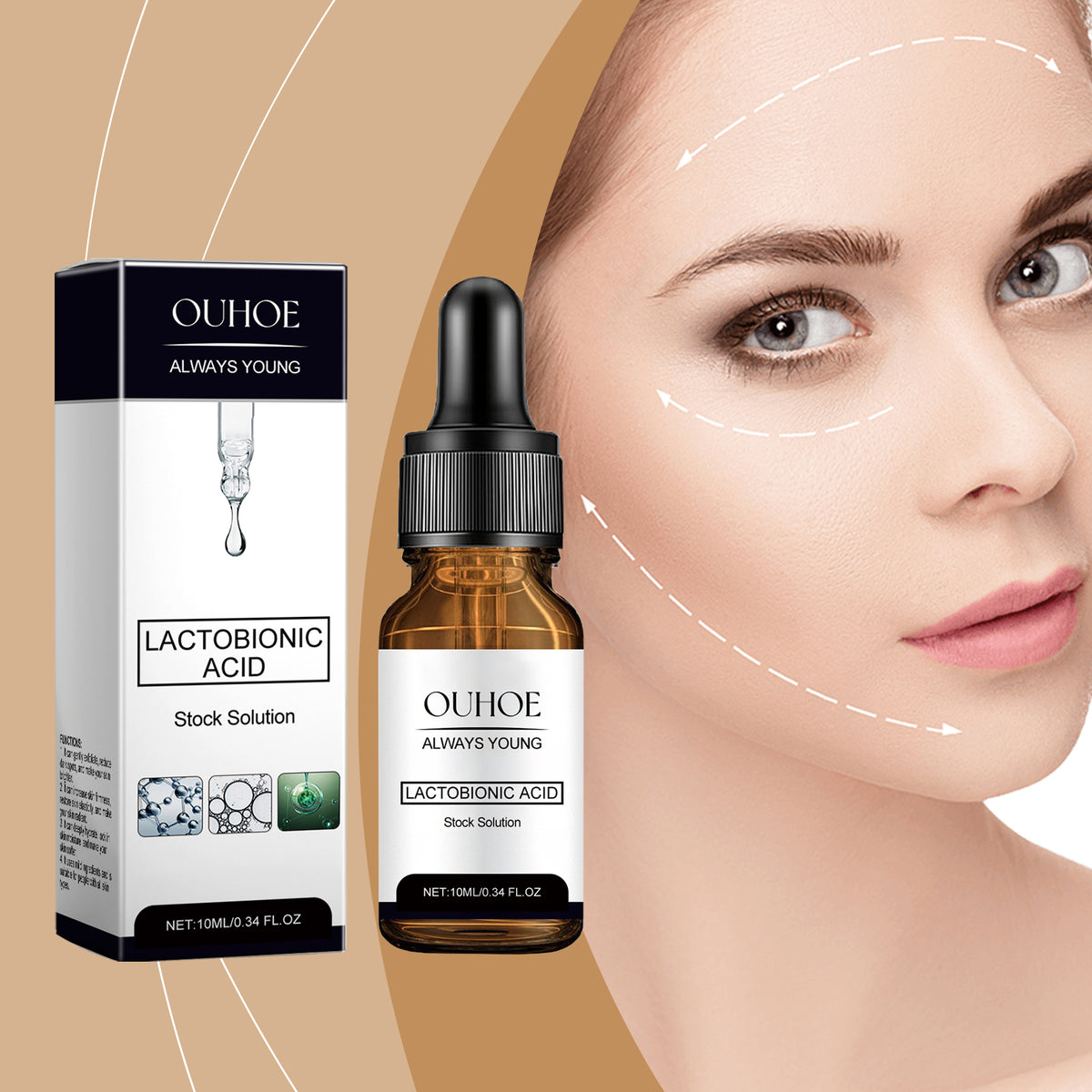 OUHOE Facial Essence, Lactose Acid Moisturizing, Moisturizing, Firming And Rejuvenating Skin Care Essence