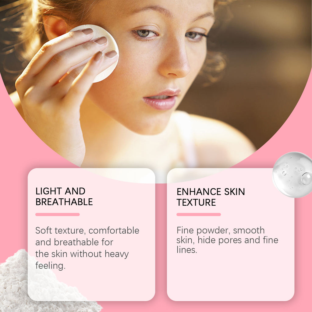 Setting powder with brush， Natural Makeup Light, Delicate Breathable Fit Dry And Wet Dual Use Powder Lasting Makeup