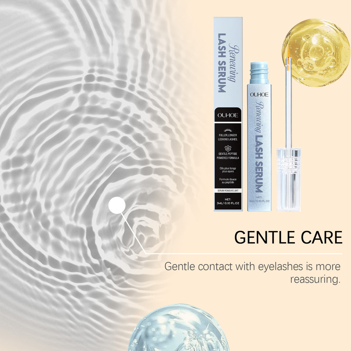 OUHOE Renewing Lash Serum, Gentle And Moisturizing Curling And Slender Natural Eyelashes