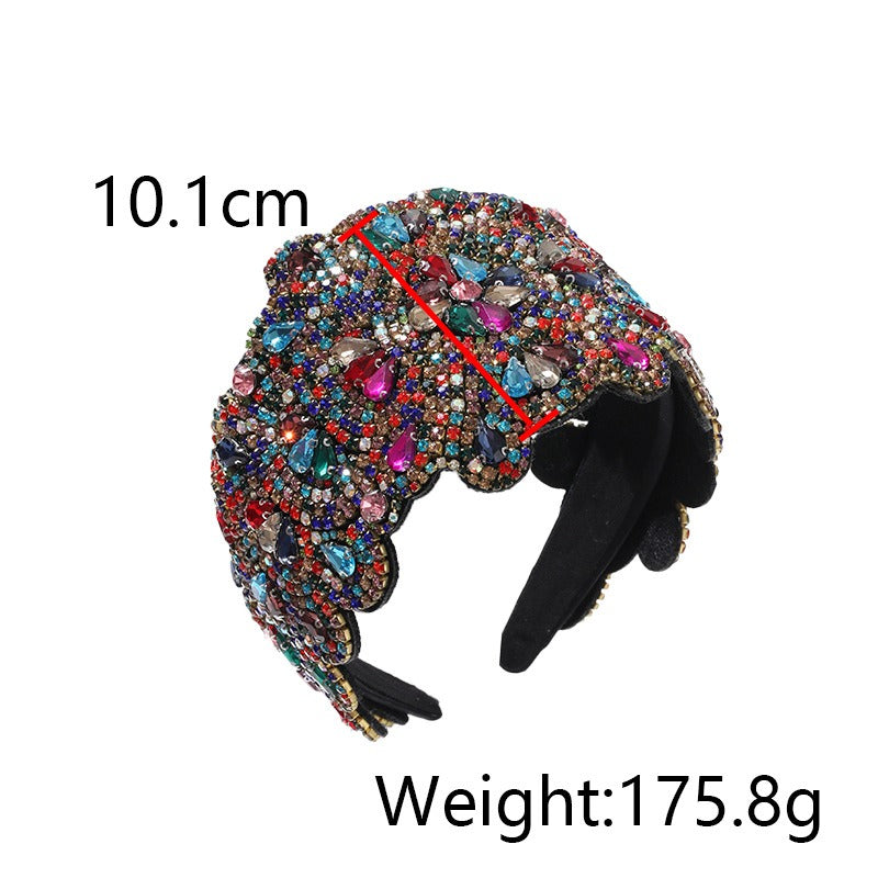 Full Sky Star Glass Diamond Wide Edge Vintage Hair Hoop