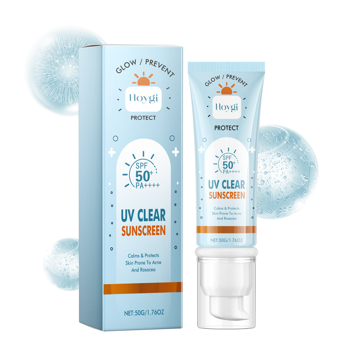 Hoygi UV Clear Sun Sunscreen, Summer Outdoor Anti-Exposure UV Moisturizes Skin Evenly Bright And Not Greasy