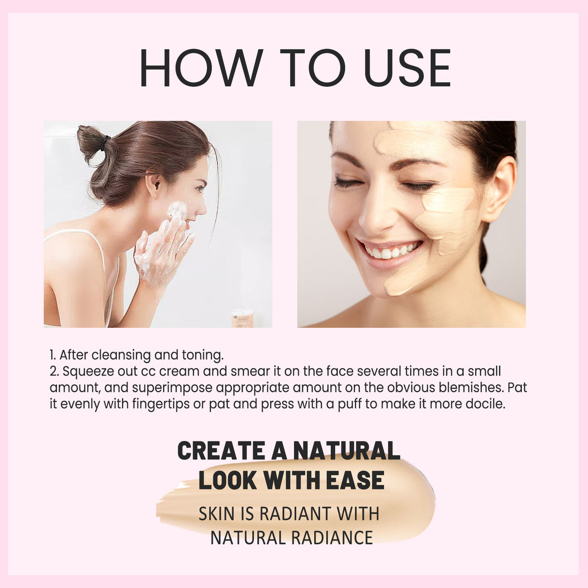 EELHOE Face Repair Cc Cream Natural Concealer, Water Resistant, Moisturizing And Repairing Brightening Skin