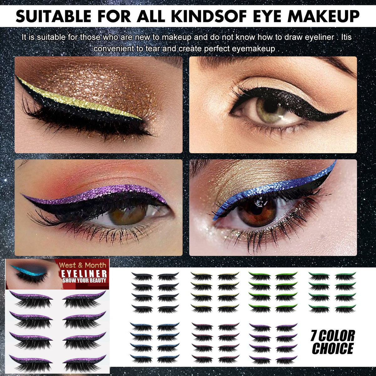 European And American 4 Pairs Of Eyelash Eyeliner Stickers, Glue-Free Self-Adhesive Gel Strips, Curling False Eyelashes